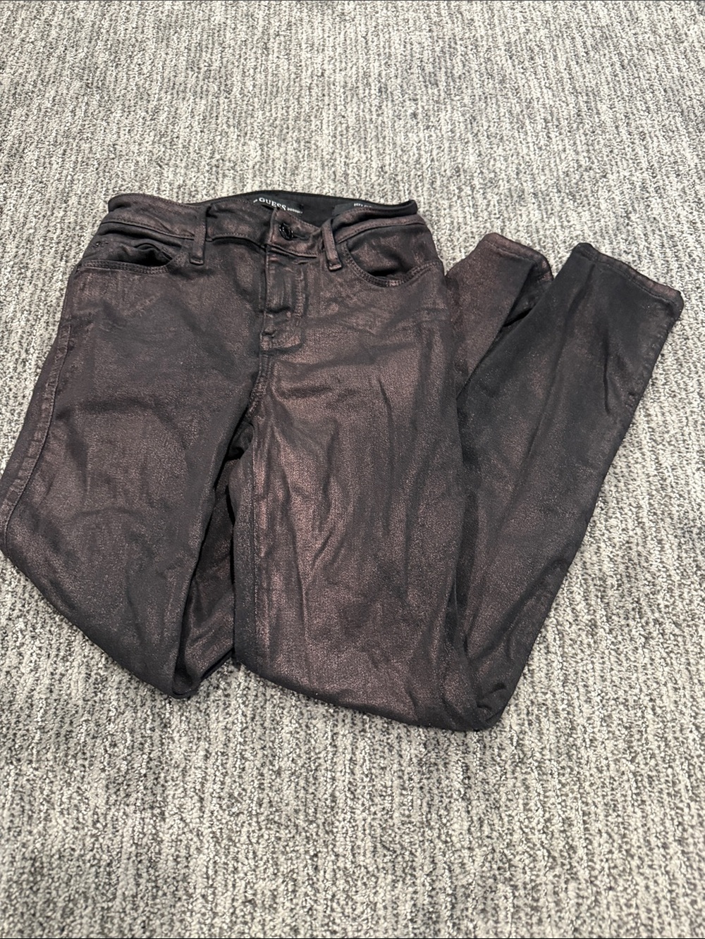 Guess Metallic Dark Brown Skinny Jeans